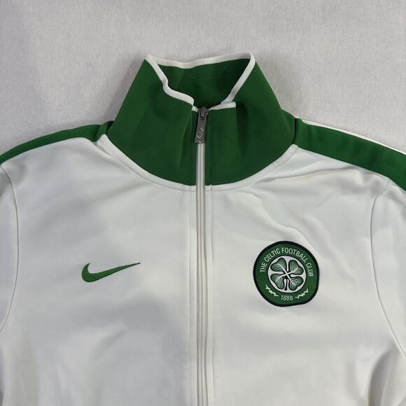Celtic Football Club Jacket Mens Small White Green Nike Full Zip Soccer Scotland - Picture 1 of 12